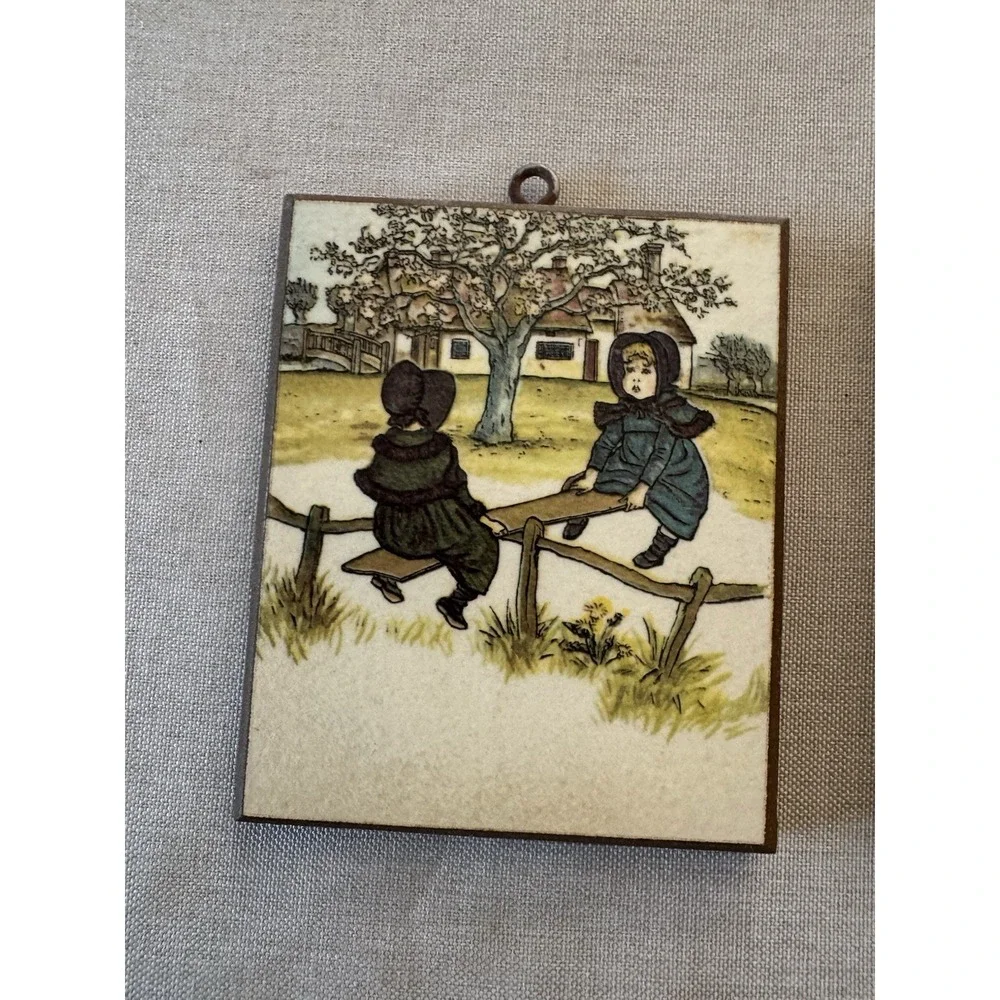 Camille England Vintage Wall Plaques Set Cottage Children Art Prints 3x3.5 Décor